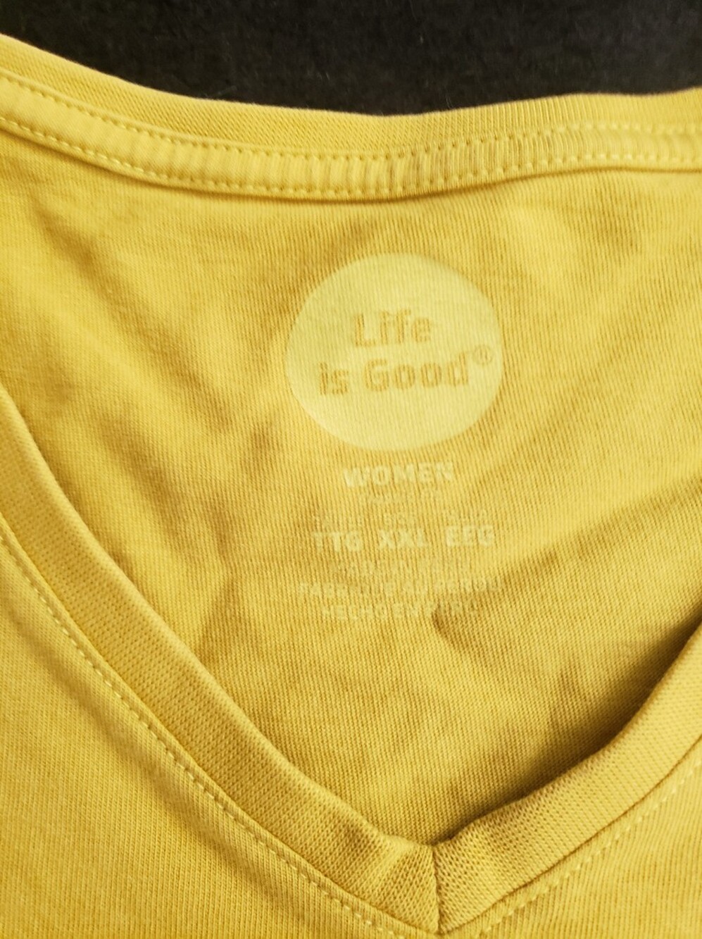 Life Is Good Vintage Yellow Hot Cocoa "Just Add Love" V-Neck XXL - Picture 3 of 6